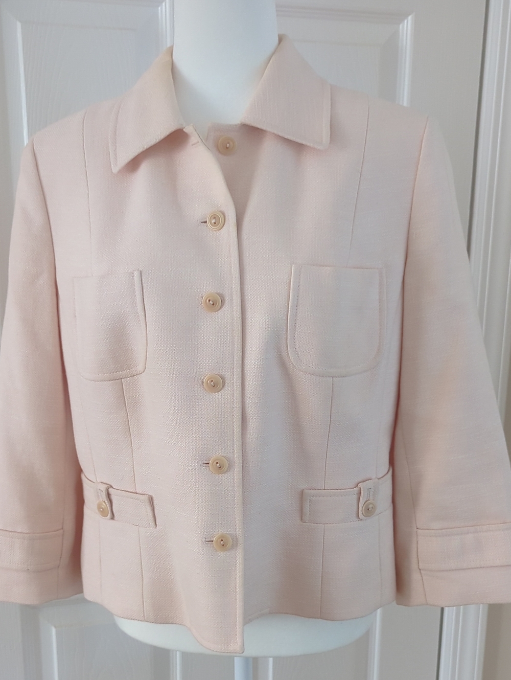 LOFT Light Pink Button-Front Boxy Blazer